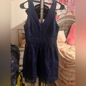 Alya Navy Blue Lace Sleeveless Dress Size Small
